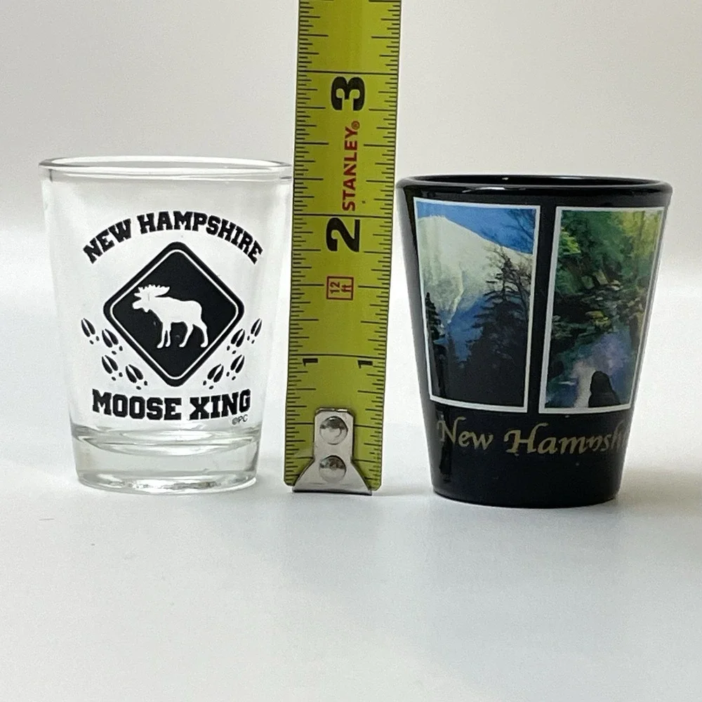 New Hampshire Shot Glass Set Of 2 Glasses State Souvenir Moose X-ing Scenic View